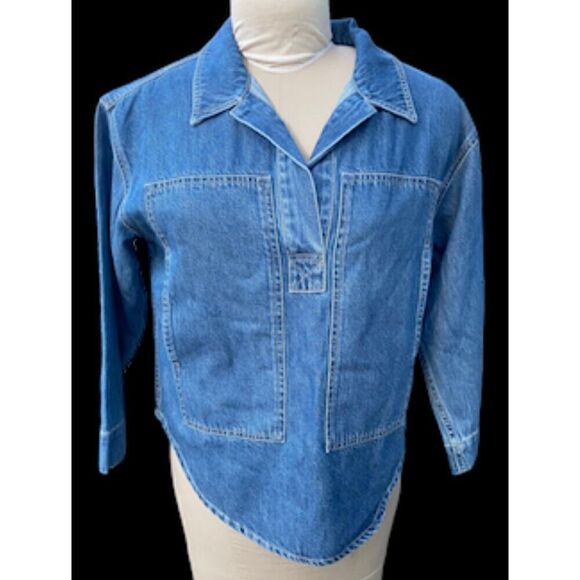 NEW Madewell Do Well Denim Popover Top XXS NWT - Picture 3 of 12